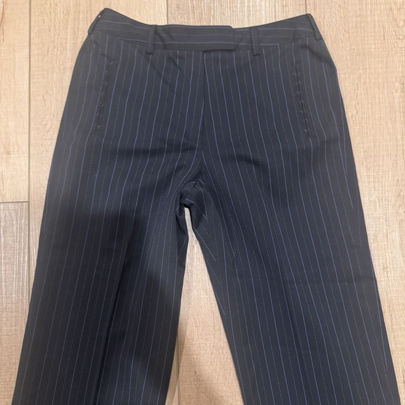 Y2K Pinstripe Cropped Dress Pants Black Officecore Tailored Trousers Sz 4 - Picture 3 of 7